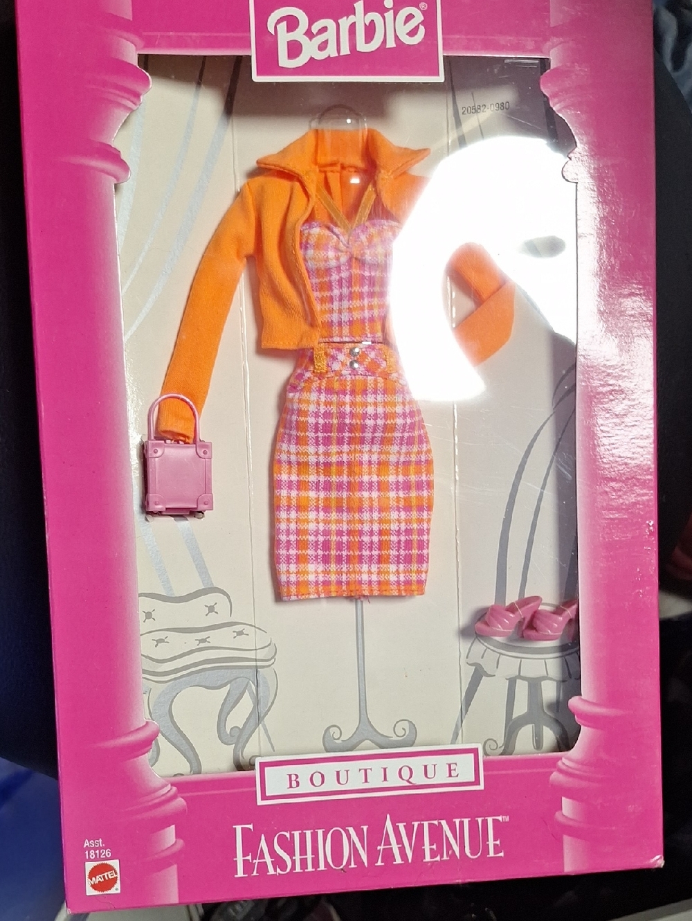 Vintage 1998 Clueless Style Barbie Pink & Orange Plaid Midi Dress Set